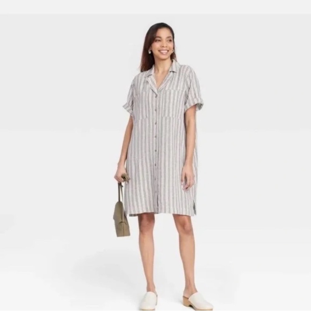 Universal Thread Stripe Linen Shirt Dress